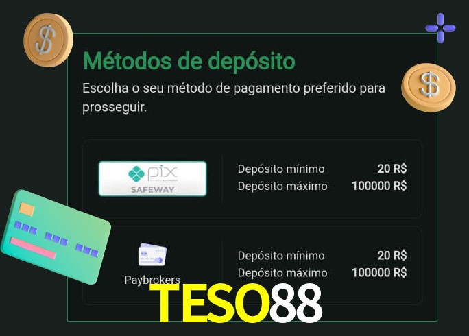 O cassino TESO88 oferece uma grande variedade de métodos de pagamento